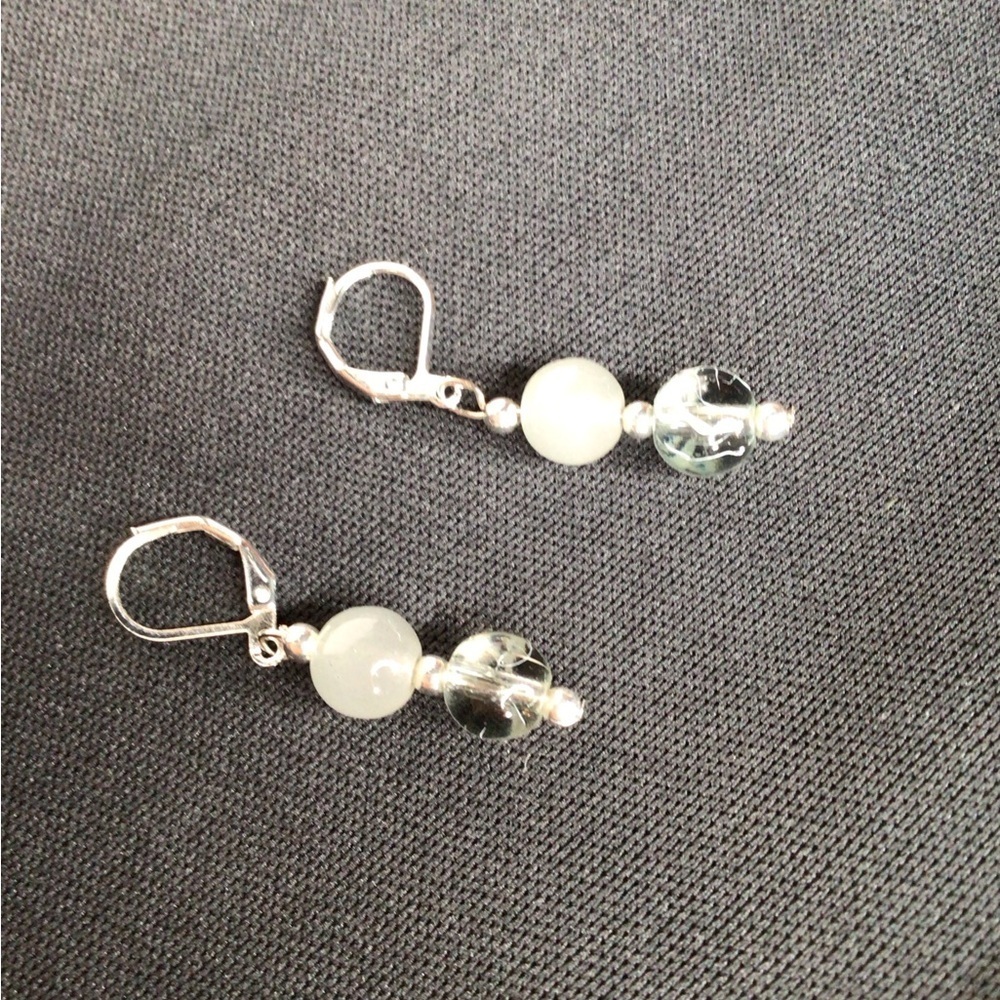Silver and Smokey Crystal Necklace and Earring Set - Picture 7 of 8